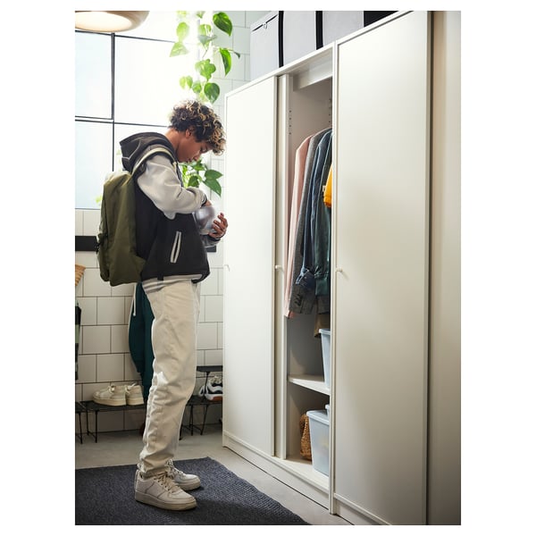 KLEPPSTAD Wardrobe with sliding doors, white, 117x55x176 cm