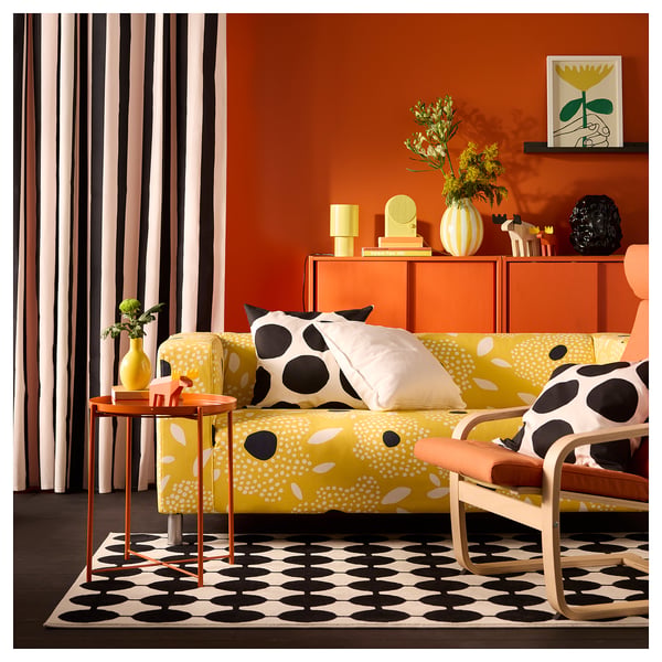 KLIPPAN Cover for 2-seat sofa, Tingetorp yellow/white/floral pattern