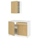 White and oak KNOXHULT kitchen cabinets with marble worktop.