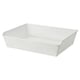 A white wire mesh basket named KOMPLEMENT, designed for storing clothes or accessories, with a modern circular pattern and sturdy steel base.