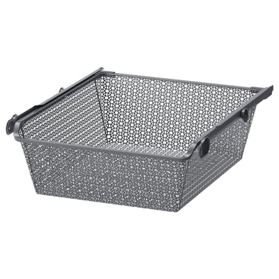 KOMPLEMENT grey metal basket, square, perforated design, 10-year guarantee.
