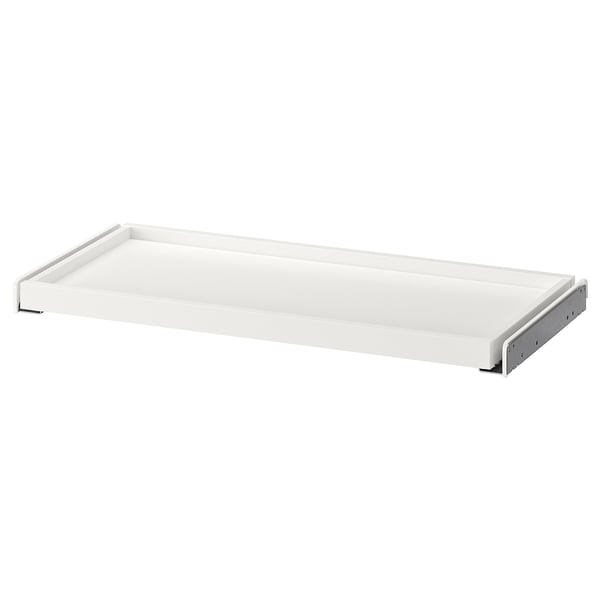 A white KOMPLEMENT pull-out wardrobe tray, rectangular, fibreboard with paper foil finish, metal edges.