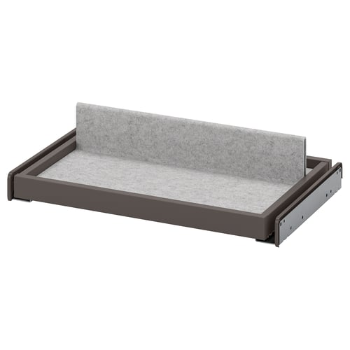 Grey KOMPLEMENT pull-out tray with felt interior and dark frame.