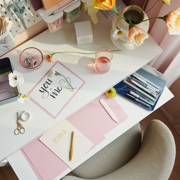 LÄNGDHOPP Pull-out desk, white, 90x39/71 cm