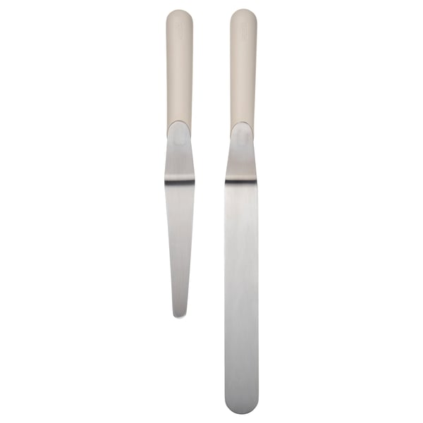 LÄTTBAKAD offset spatulas. Cream-colored handle, stainless steel blade. Perfect for spreading and icing.
