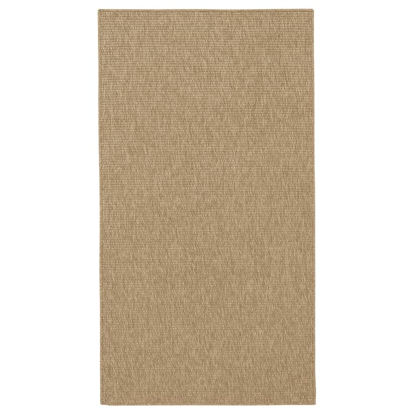 LÄTTBETONG, beige-brown rectangular rug, flatwoven, indoor/outdoor, soft texture.