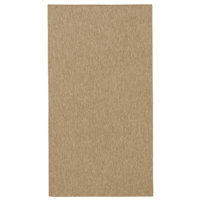 LÄTTBETONG, beige-brown rectangular rug, flatwoven, indoor/outdoor, soft texture.