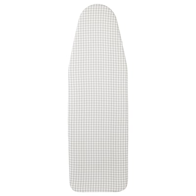 LAGT ironing board cover, beige checker, cotton, tapered shape, fitted design.