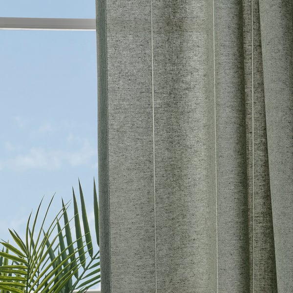 LENDA Curtains with tie-backs, 1 pair, light grey-green/with eyelets, 140x250 cm