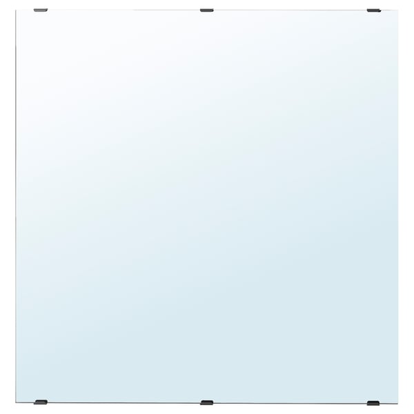 LETTAN mirror: square shape, clear glass with plastic foil, minimalist design.