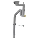 A grey LILLVIKEN bathroom drain system made of polypropylene, with a flex hose and stainless steel strainer.