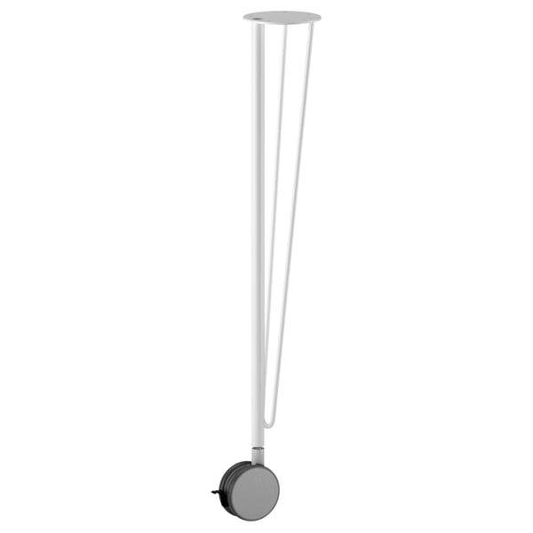 White LINNMON table leg with castor, sleek minimalist design.