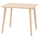 LISABO: light wood dining table with tapered legs.