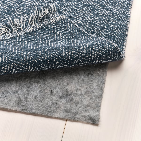 LOKBYTE Rug, flatwoven, dark blue/light beige, 200x300 cm