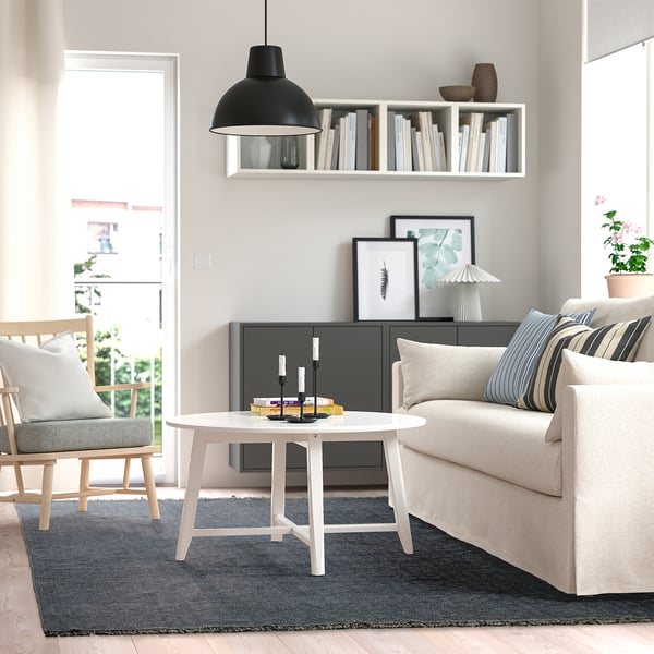 LOKBYTE Rug, flatwoven, dark blue/light beige, 200x300 cm