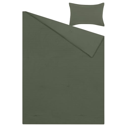 LUKTVICKER green bedding set, comforter & pillow sham in waffle texture.