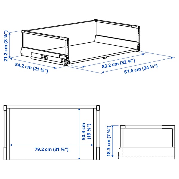 Illustration with measurements for the product: MAXIMERA.