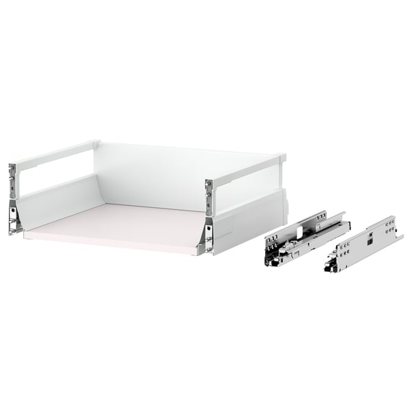 MAXIMERA drawer, white, metal runners, smooth, fully extendable, soft-closing, major storage.