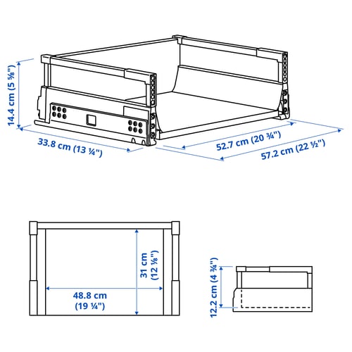Illustration with measurements for the product: MAXIMERA.