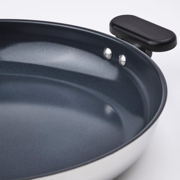 Modern pan with smooth, non-stick interior, sturdy handle, ready for cooking.