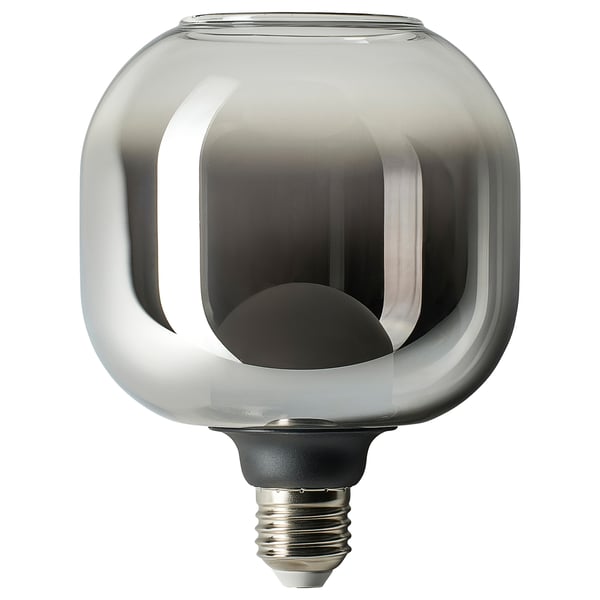 MOLNART LED bulb E26 150 lumen, tube-shaped open-top/grey clear glass, 120 mm