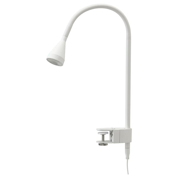 NÄVLINGE white clamp lamp, flexible neck, adjusting head, led, securing clamp.