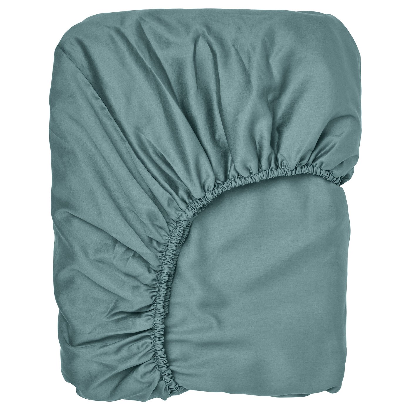 NATTJASMIN fitted sheet in teal, cotton-lyocell blend, smooth, elastic edges.