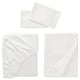 White NATTJASMIN bed set: silky, sateen-woven, 3 pieces - 2 pillowcases, 1 fitted sheet. Elegant, soft, cotton/lyocell.