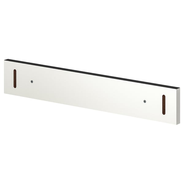 NYTTIG: white, rectangular shelf with two brown handles, made of melamine and particleboard.