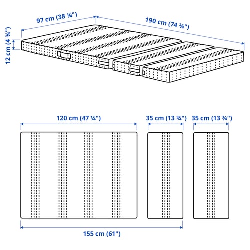 ÖMSINT Pocket spring mattress for ext bed, 97x190 cm