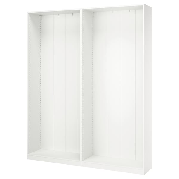 A white ikea PAX wardrobe frame, modern design, ready for customization.