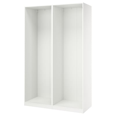 White PAX wardrobe frame for clothes storage.