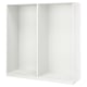 A white PAX wardrobe frame, modern and simple, ready for customization.