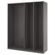 A PAX wardrobe frame in black. Its rectangular and open, ready for customization with doors and organisers.