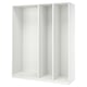 A white PAX wardrobe frame. Its a modular design with three sections, perfect for organised storage.