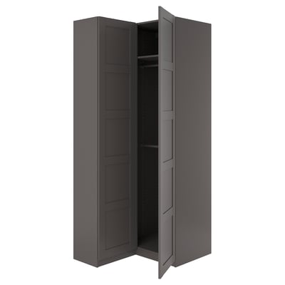 PAX / BERGSBO Corner wardrobe, dark grey/dark grey, 111/88x236 cm