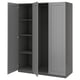 PAX wardrobe, grey, rectangular, hollow core with shelves, modern design.