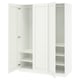 White PAX wardrobe with open doors. Simple, minimalist design, made of particleboard and fibreboard.