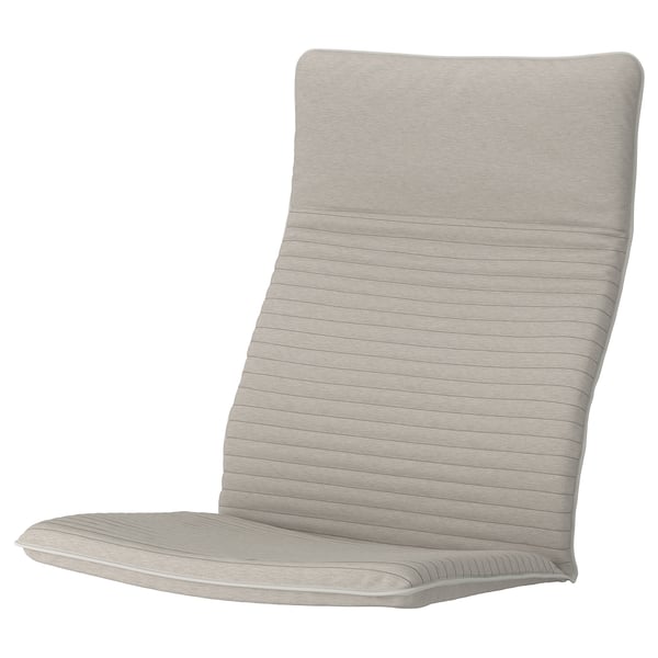 A beige POÄNG cushion with a smooth texture and discreet stitching, designed for comfort and durability.