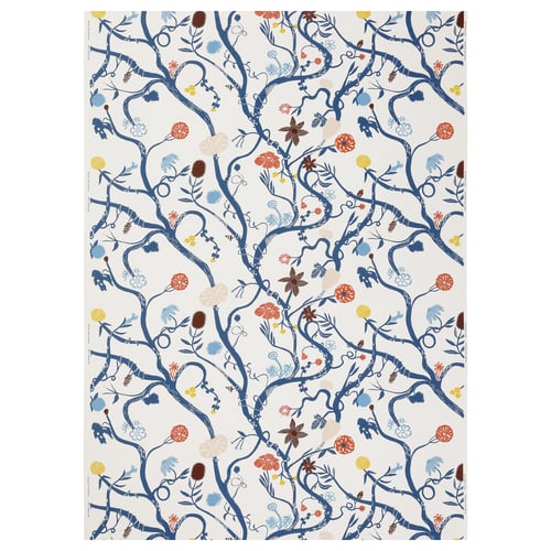 Revfingeröt: blue flowery fabric, 100% cotton, pre-cut for sewing projects.