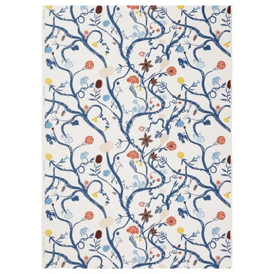 Revfingeröt: blue flowery fabric, 100% cotton, pre-cut for sewing projects.