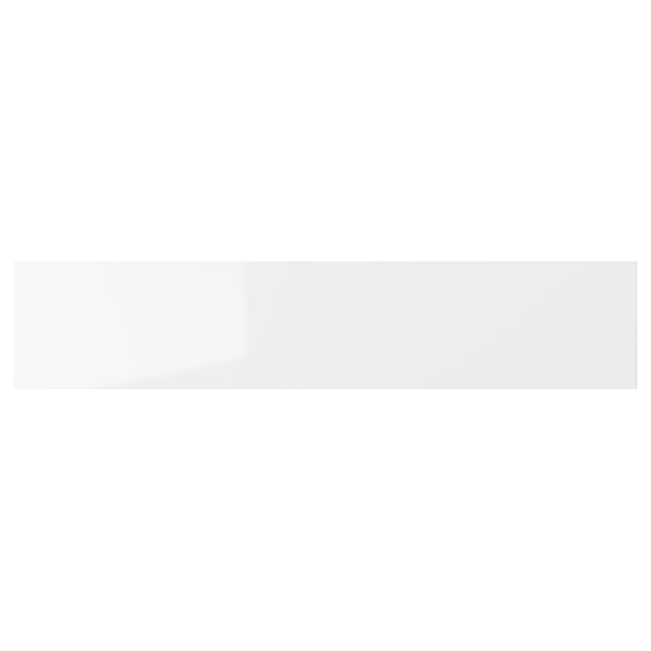 RINGHULT white glossy kitchen drawer with modern, rectangular shape and smooth, easy-to-clean surface.