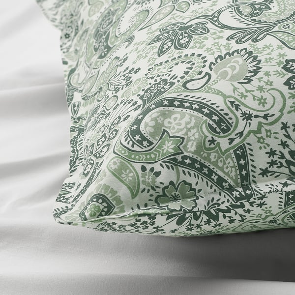 Paisley-patterned pillowcase, soft cotton-viscose blend, envelope closure.