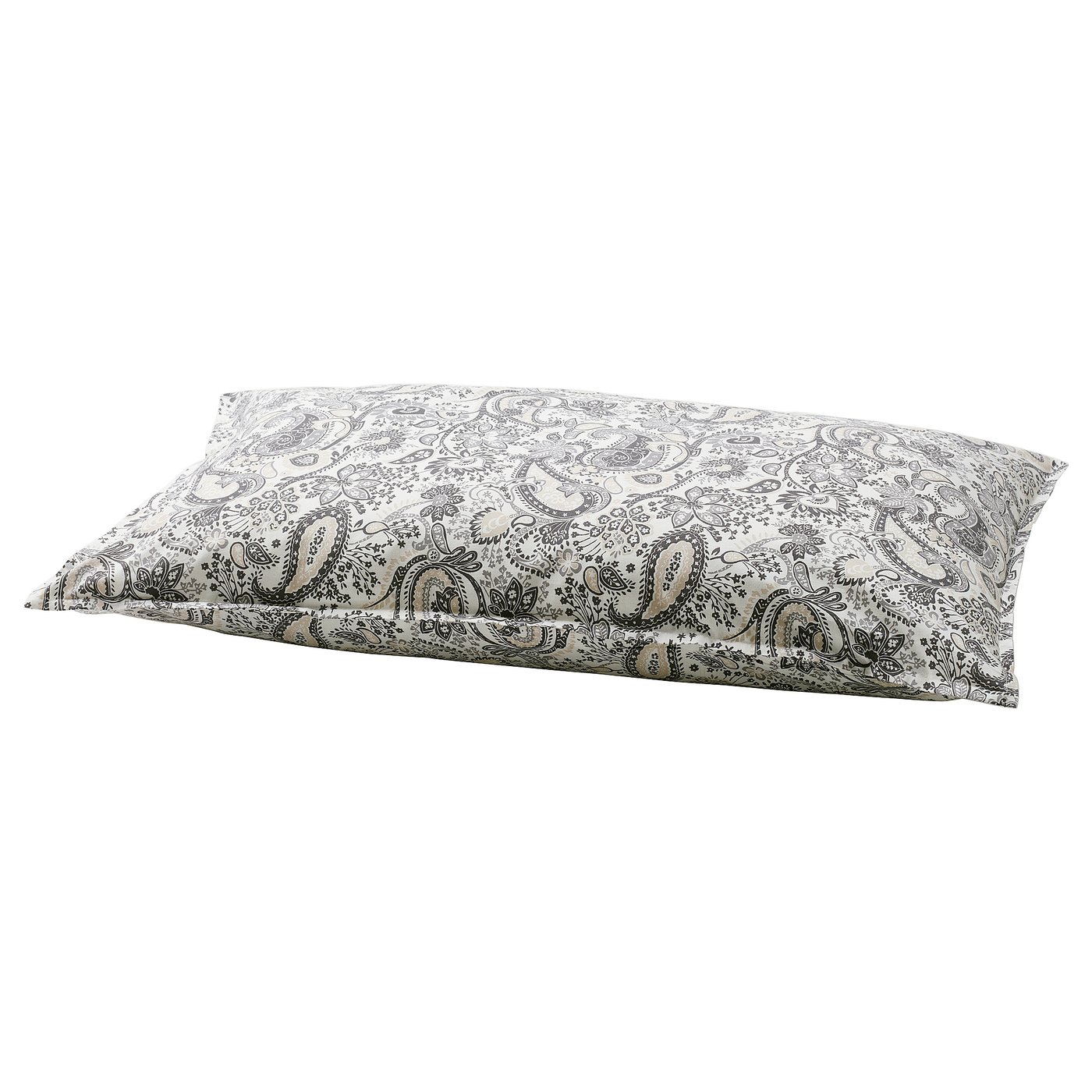 Decorative pillowcase RODGERSIA, cream & black paisley, soft cotton blend.