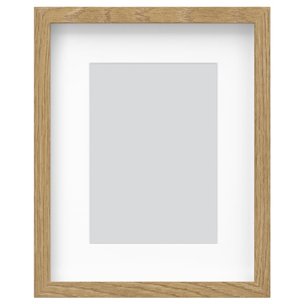RÖDALM light brown wooden photo frame with white mount, rectangular, modern design.