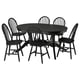 ROSENTORP / SKOGSTA Table and 6 chairs, black/black, 160/215x110 cm