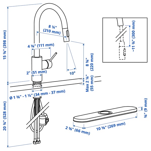 Illustration with measurements for the product: SALLSJÖN.