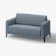 A grey SALTMYRAN sofa with sleek lines, rounded armrests, and black metal legs. Its upholstered in a soft, textured fabric with a 10-year guarantee.