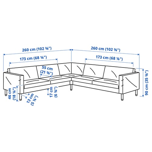 SALTSJÖBADEN Corner sofa, 4-seat, Vittangi light beige/white