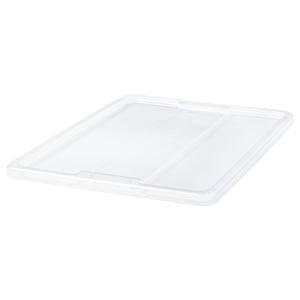 A clear, rectangular SAMLA lid made of polypropylene plastic. It has a click lock for secure placement.